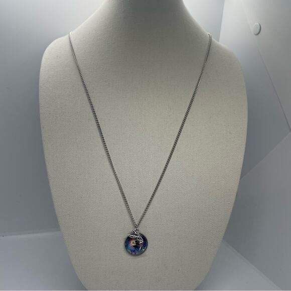 Hand Crafted Blue Black Silver Fairy Pendant Necklace & Earring Set NWT OS - Picture 5 of 6